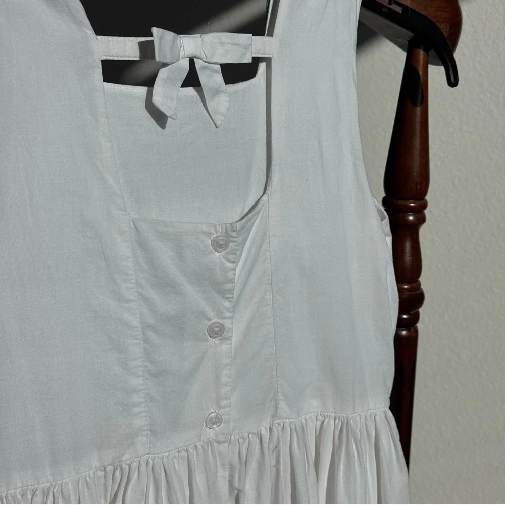 Janie and Jack Girls White Embroidered Cotton Dress Size 8 Button Back Summer